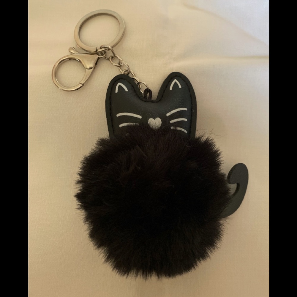 Black Cat Soft & Fluffy Key Chain/Bag Accessory - Picture 3 of 3
